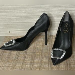 Sam Edelman, Harriet, black silk pointed heels